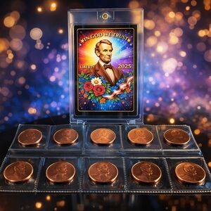 2025 Lincoln Shield Cent Collector Set 10 PC P & D Pennies, Trading Card